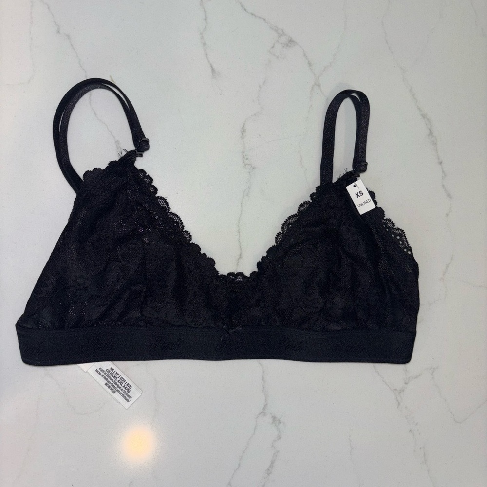 NWT VS Pink Unlined Elegant Black Lace Bralette